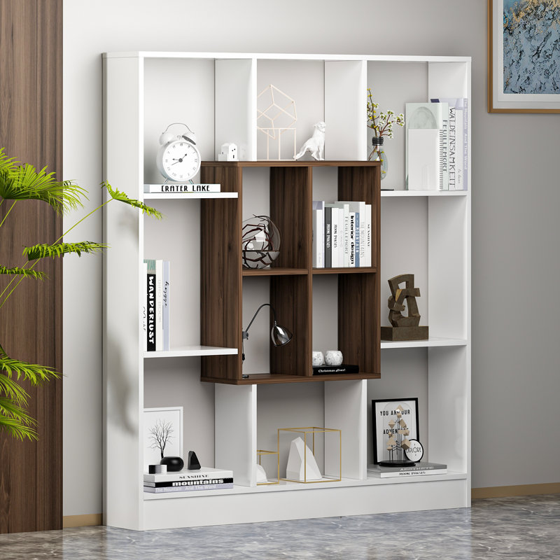 Rosenstein 151.8cm H x 135cm W Standard Bookcase, White/Walnut