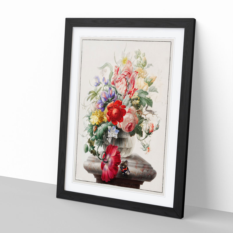 Vase of Flowers by Herman Henstenburgh - Picture Frame Painting, Black Framed, 36cm H x 27cm W x 2cm D