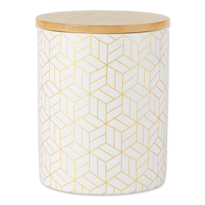 Ceramic / Porcelain Canister - Set of 3, White/Gold