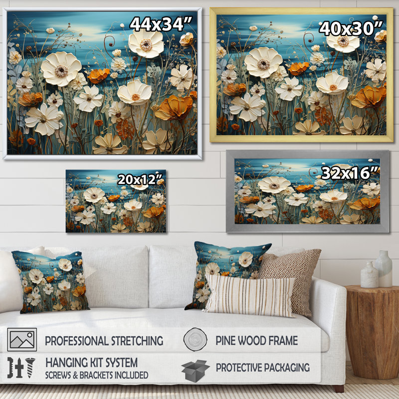 Fleurs fraîches et apaisantes II, Cadre simple blanc, H 34 po x l 44 po x P 1,5 po