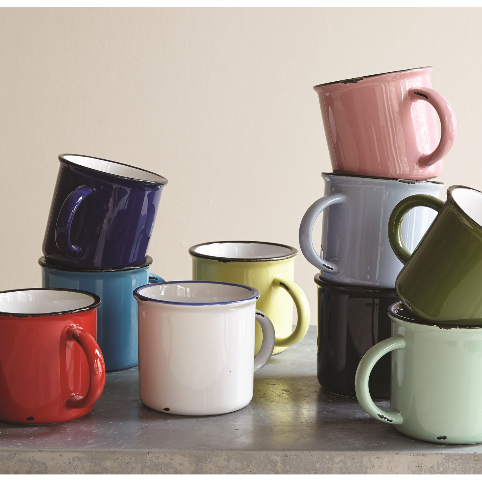 Tinware Stoneware Mug, Dark Blue