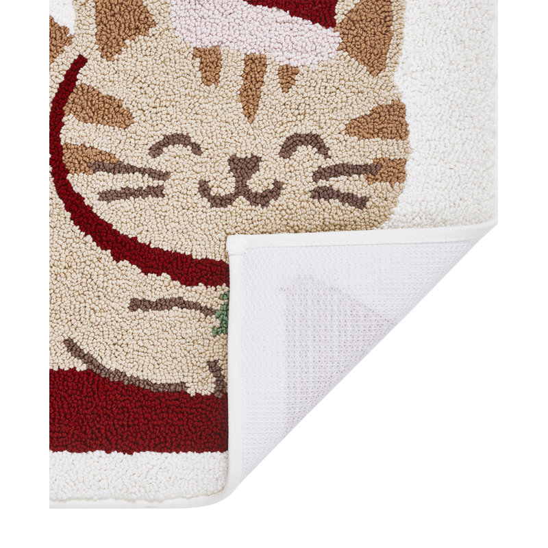 Tapis de bain touffeté Hallmark Holiday Happy Cat, 51 x 76 cm