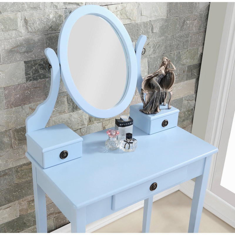 Ensemble coiffeuse et tabouret de maquillage Moniys, Bleu