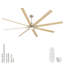 Ventilateur de plafond surdimensionné de 84 po en bois massif de couleur jaune nickel clair avec moteur à courant continu réversible à intensité variable pour salon