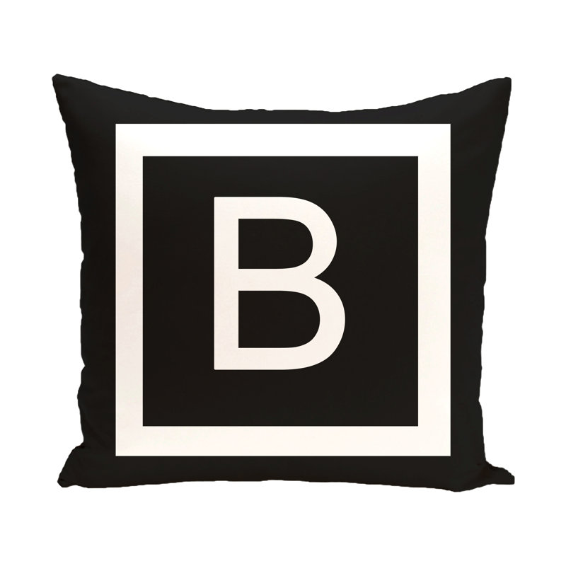 Reversible Throw Pillow, Raven / White, 26" H x 26" W x 2" D, B