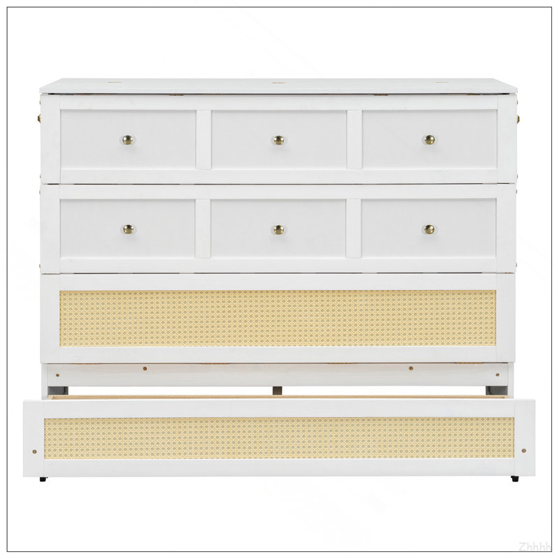 Lit escamotable double avec grands tiroirs, Blanc