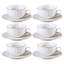 Tasse en porcelaine cannelée verticale 3,04 oz avec bordure dorée et soucoupe