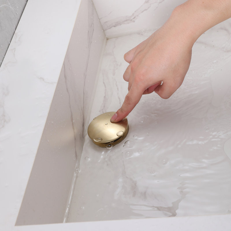 Pop-Up Bathroom Sink Drain Stopper with Overflow, Brushed Gold