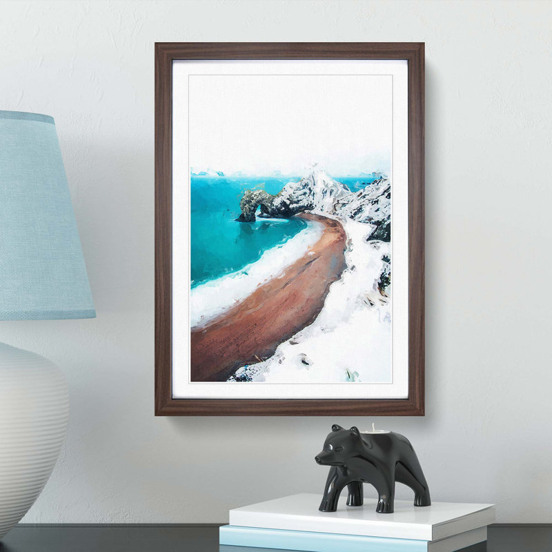 Durdle Door Cliffs in Wareham Abstract Art - Picture Frame Graphic Art Print, 36cm H x 27cm W x 2cm D, Walnut Framed