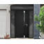 Porte d'entrée extérieure pré-montée en acier Cynex 6777 noire, avec 2 fenêtres latérales et supérieures, inserts en acier inoxydable, style moderne, peinte, dimensions : L 12 + 32 + 12 x H 80 + 16, ouverture à gauche vers l'extérieur.-93484011-93484012-93484014
