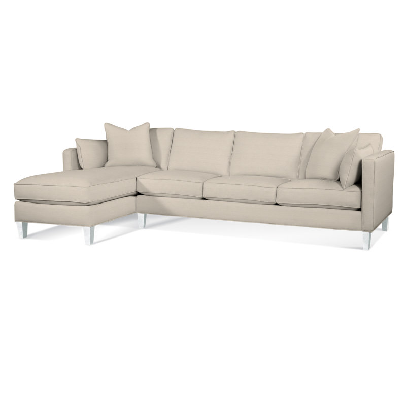 Lenox Chaise Sectional, Blue Buffalo Check; 0120-61, Left Hand Facing, Frost White