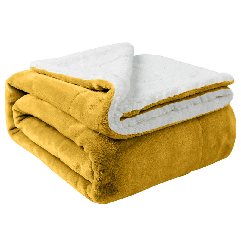 Couverture réversible en molleton ultra-doux Sherpa, Jeté, Ocre
