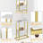 Narrow Side Table For Small Spaces, Small End Table With Magazine Holder, Skinny Slim Little Thin Table For Living Room, Bedroom, Sofa, White And Gold