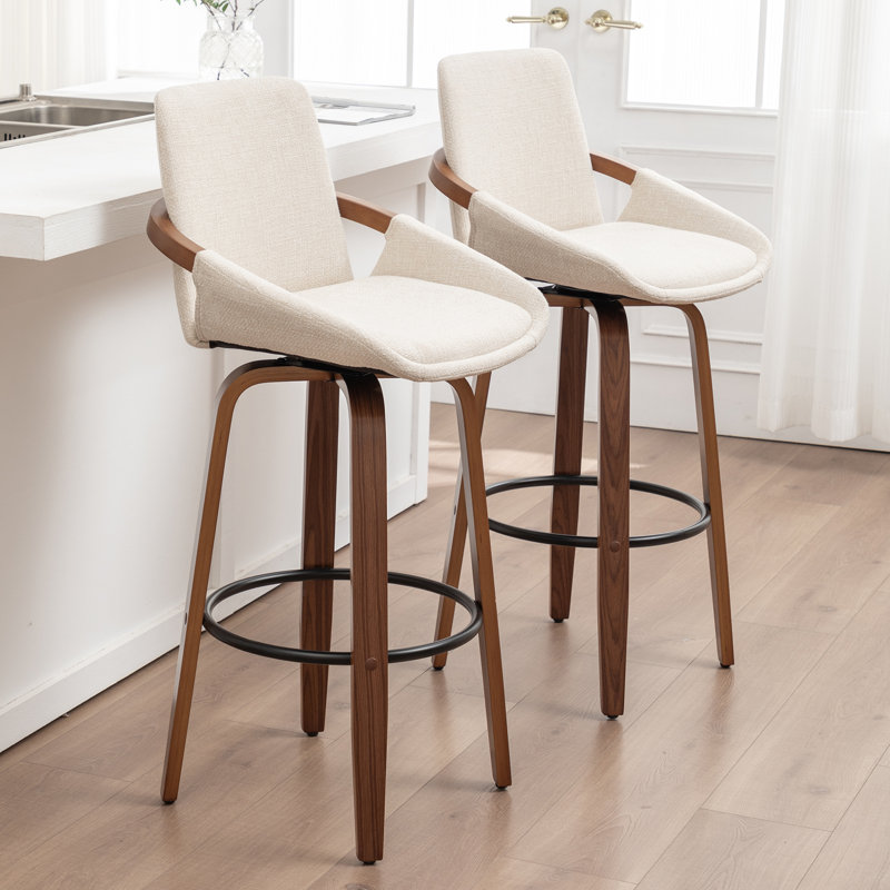 Carruth Swivel Upholstered Counter&Bar Stool, Beige, Bar Stool (30" Seat Height)