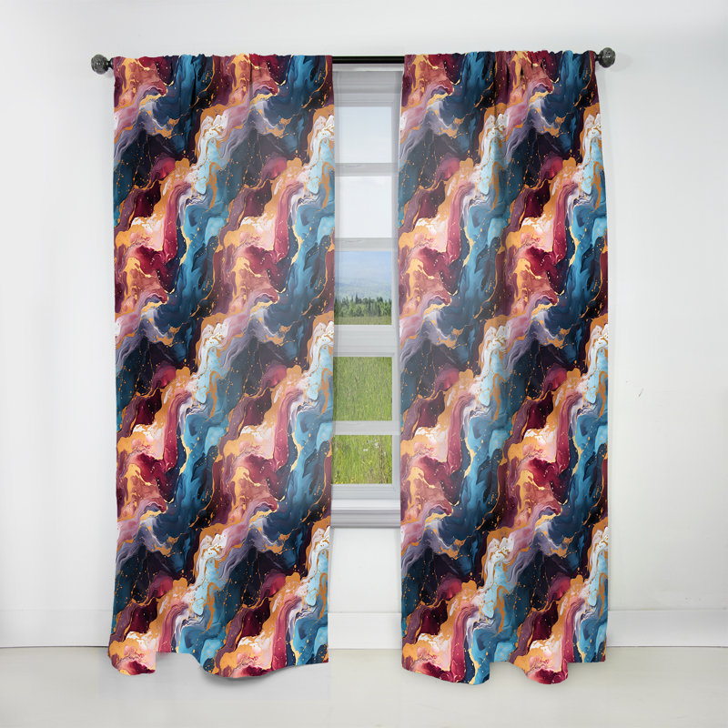 Gold Galactic Dreams Marble Dreams - Rideau obscurcissant en marbre abstrait - 1 panneaux, L 52 po x L 120 po