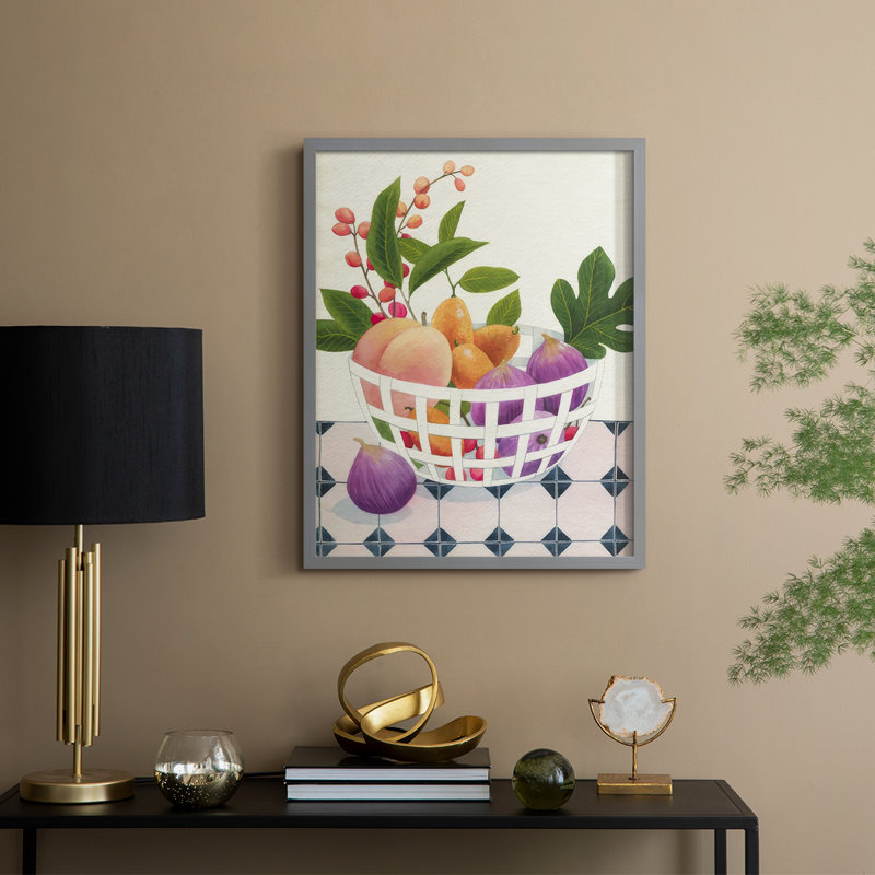 «Bright Fruit I», reproduction encadrée - bois massif, Gris, H 11 po x l 9 po
