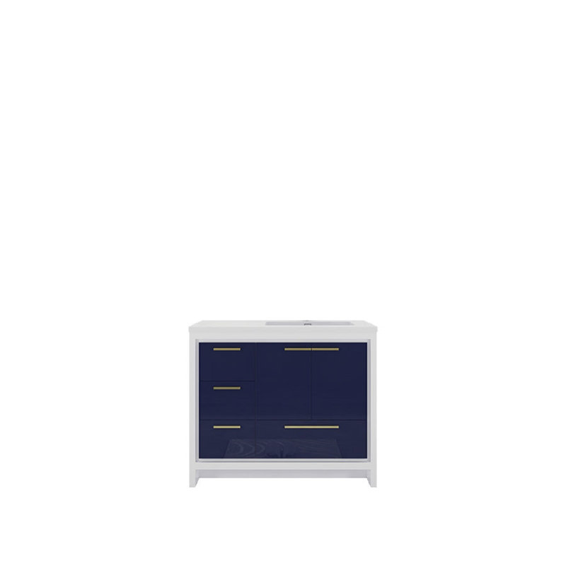 Ensemble de meuble-lavabo simple 41,75 po Eden, Blanc brillant / bleu
