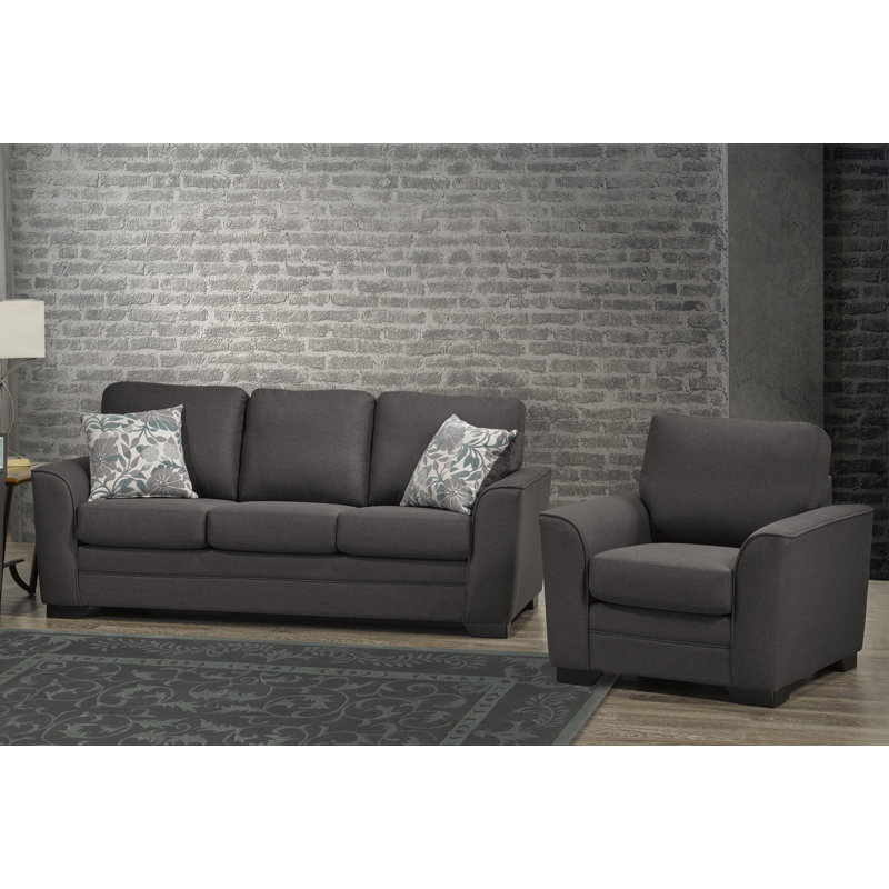 Canapé et fauteuil 2 pièces en tissu gris clair Laeticia, Gris anthracite