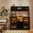 Wine Bar Cabinet,Liquor Cabinet with Led Light,Power Outlet,Buffet Sideboard with Storage Rack and 6 Hooks,Coffee Bar Cabinet for Liquor and Glasses