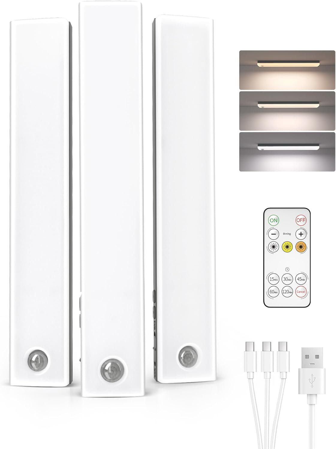 EZVALO 3 Packs Under Cabinet Led Light Wireless Motion Sensor With ...