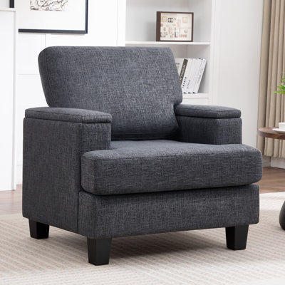 Fauteuil rembourré avec rangement intérieur pour accoudoirs