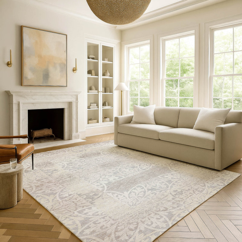 Machine Washable Indoor/Outdoor Chantille ACN2916 Spiral Rug, Ivory, 5' x 7'6"