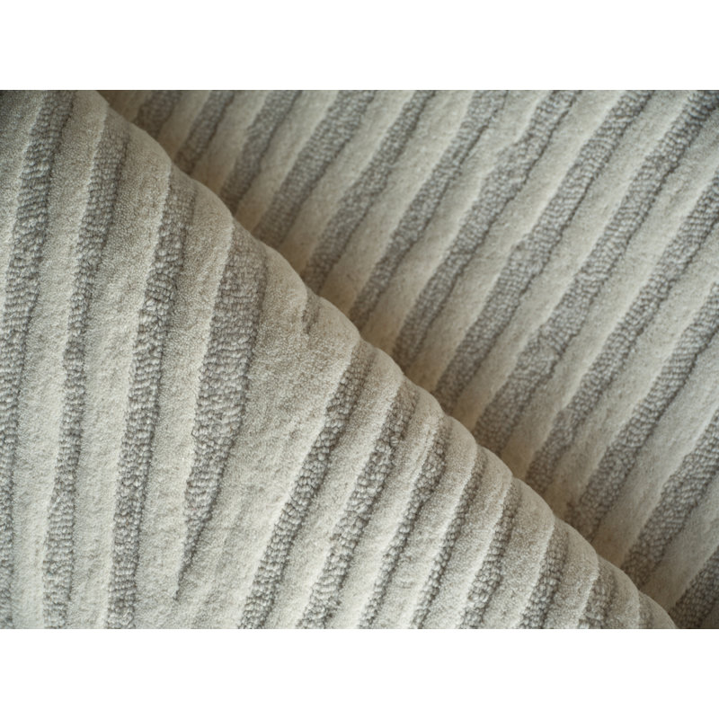 Entro Handmade New Zealand Wool Silver/Ivory Area Rug, Rectangle 9' x 12'