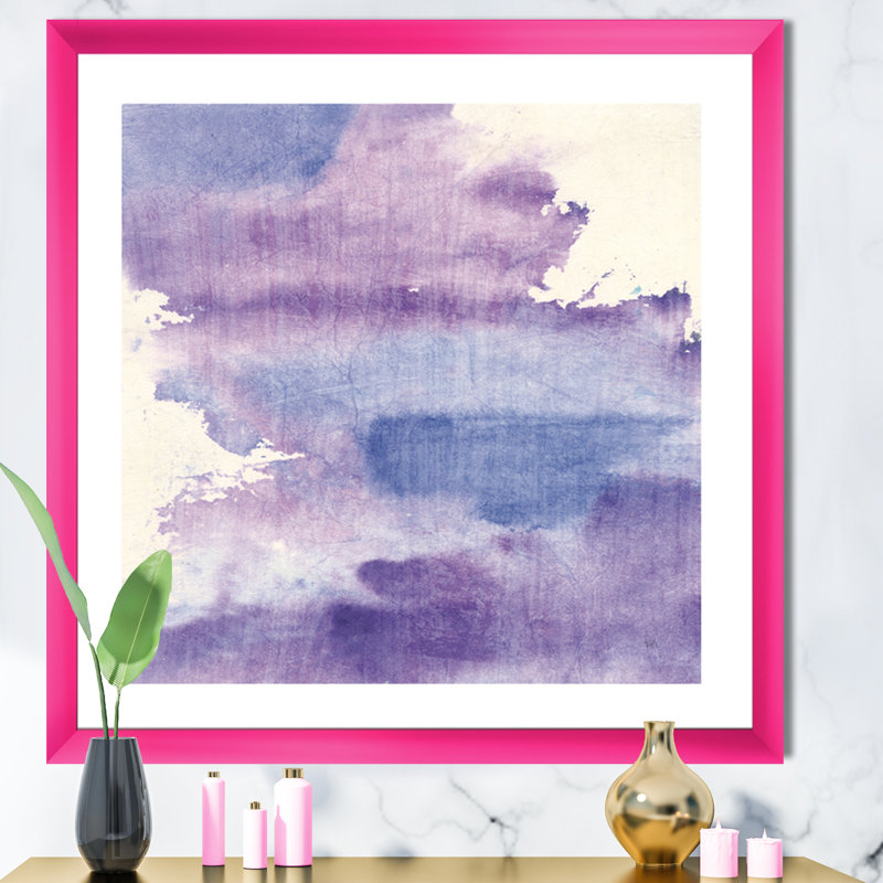 « aquarelle mauve brume i »-cadre photo sur toile, H 16 po x l 16 po x P 1 po, Encadré rose