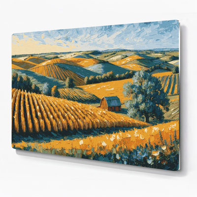 Farm Rolling Hills Gray Metal Wall Art