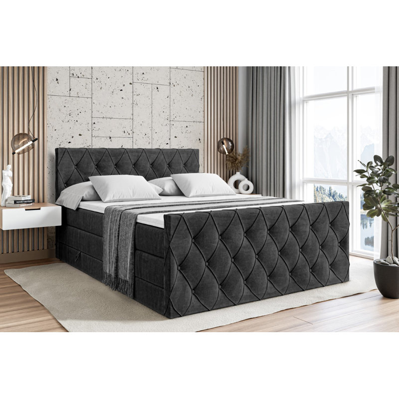 Pocketsprung Divan Bed Set, 140 x 200cm, Black