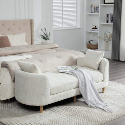 Banc de bout en chenille 77,17 pouces avec accoudoirs et 2 traversins pour salon, chambre à coucher, appartement et chambre