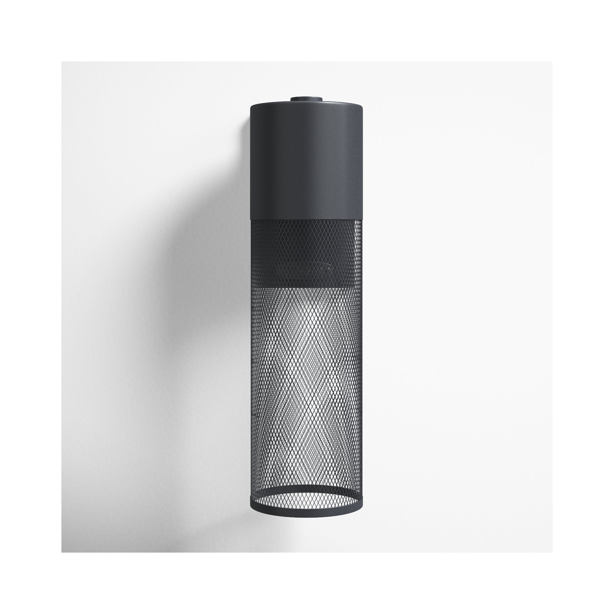 Derek Single Light Cylinder Outdoor Aluminum Wall Light, 18.5" H x 5.3 W x 6.8" D, Incandescent, Black