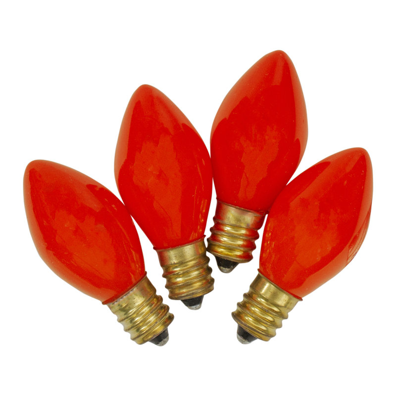 Set Of 4 Orange Opaque C7 Christmas Replacement Bulbs - 2"