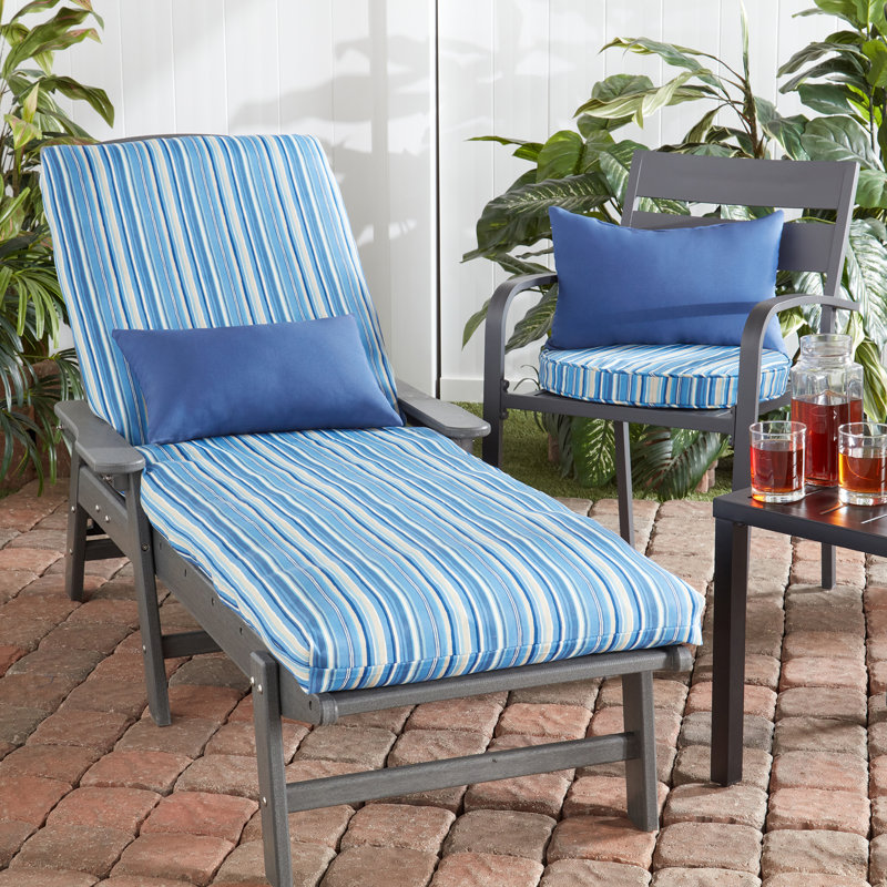 Outdoor Round Dining Chair Seat Pad, Sapphire Stripe