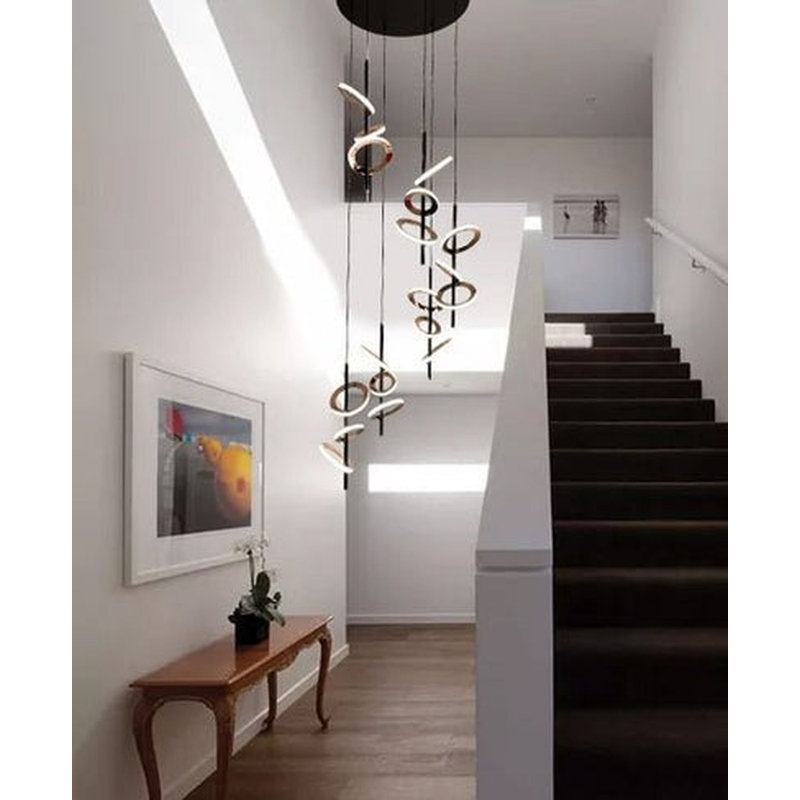 Lustre géométrique à DEL 10 lumières Aarylan, H 120 po x l 7 po x P 7 po, Noir mat