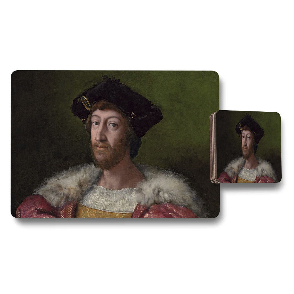 Placemat Coaster Set With Classical Portrait Artwork For Home Decor