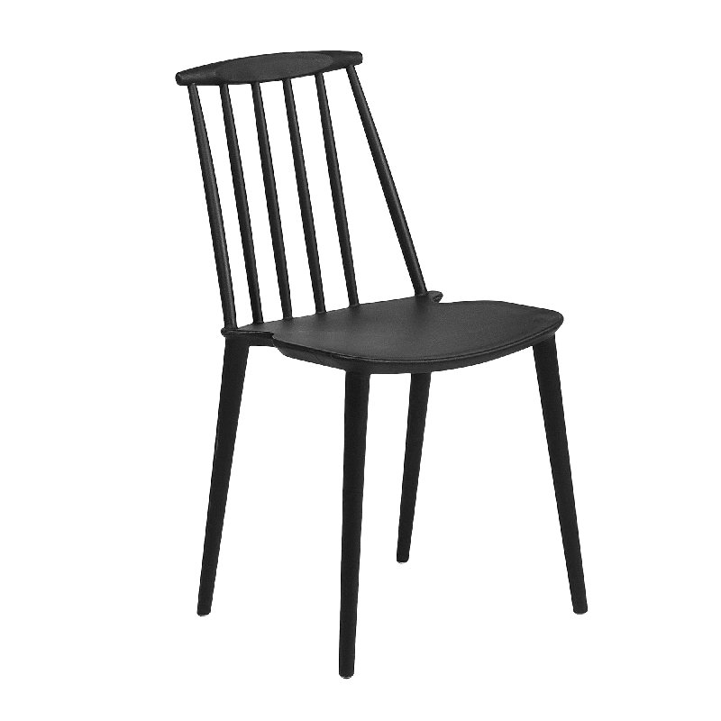 Vivian 45cm H Slat Back Stacking Side Chair, Black