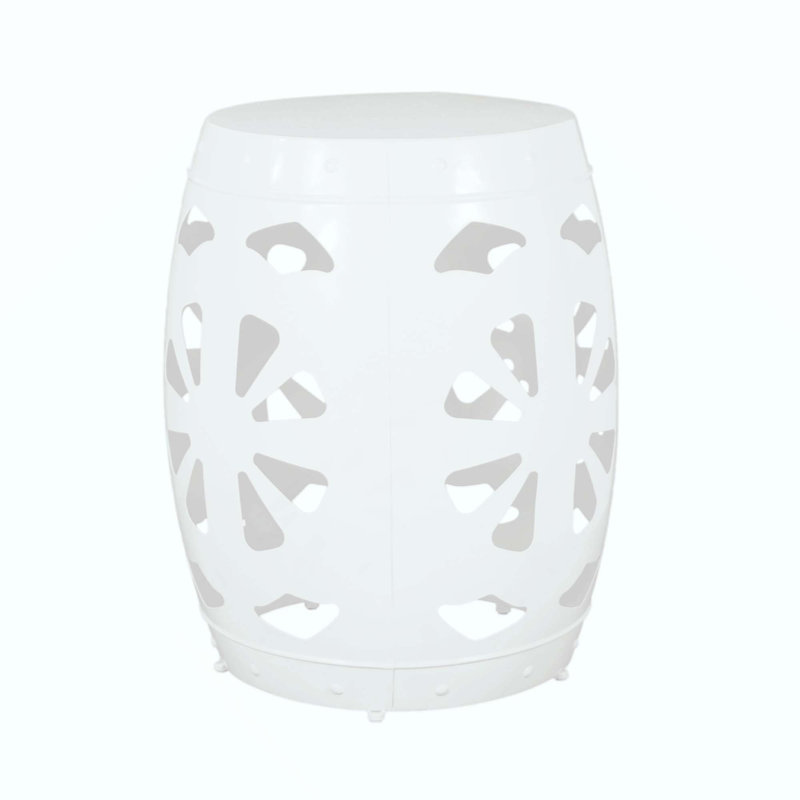 Modern Metal End Table With Iron Cut Design And Durable Powder-Coated Frame, For Stylish And Functional Living Spaces, White