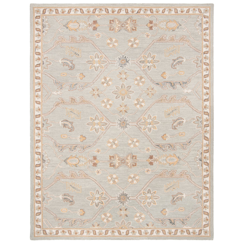 Airlie Oriental Handmade Tufted Wool Area Rug in Slate/Beige, Rectangle 8' x 10'