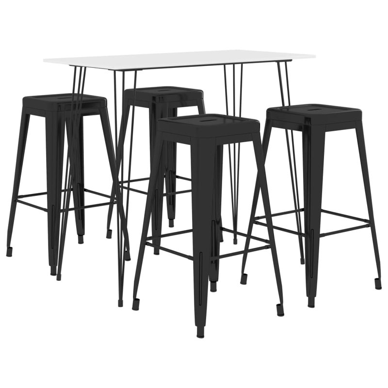 Piazza 4 - Person Dining Set, Black/White