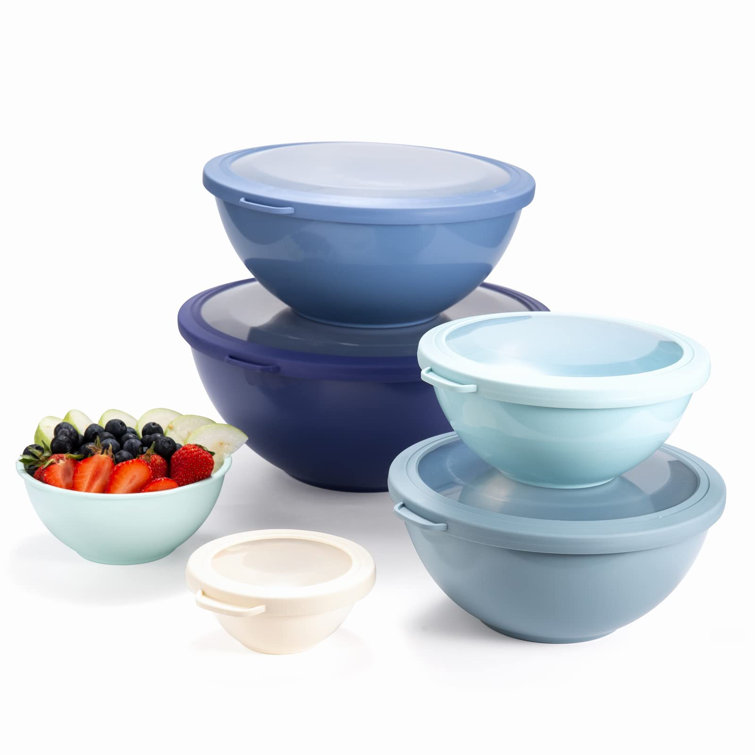 COOK WITH COLOR Mixing Bowls Set with TPR Lids - 12 Piece Plastic Nesting  Bowls Set includes 6 Prep Bowls and 6 Lids, Microwave Safe (Grey)