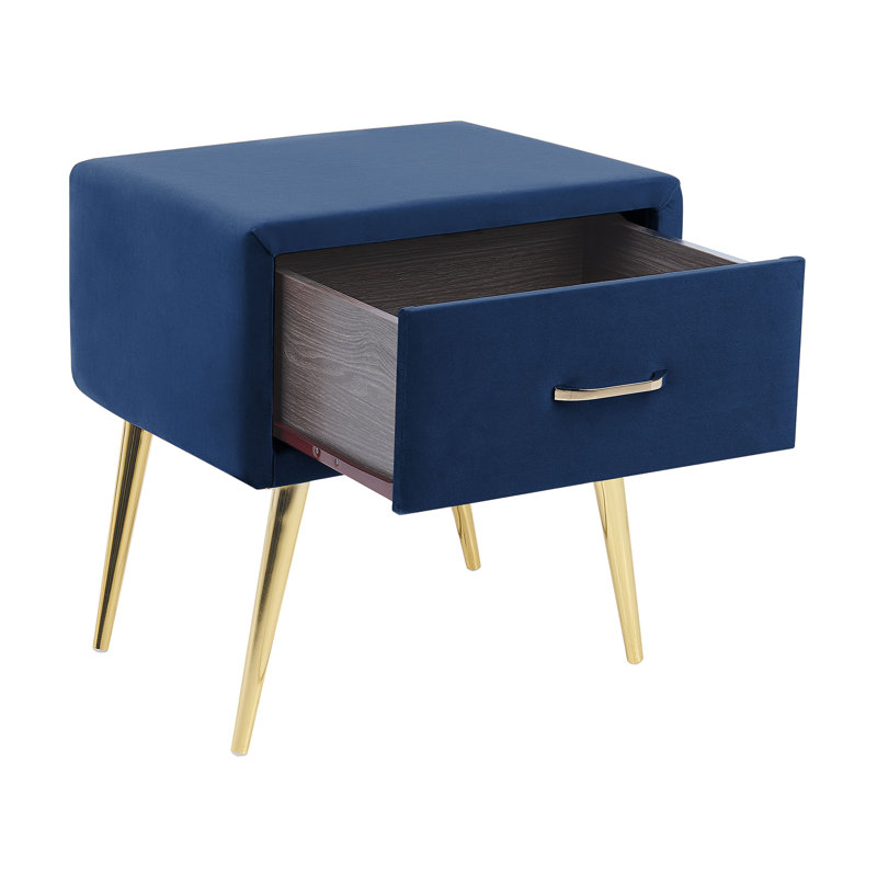 Flossie 46cm W Solid + Manufactured Wood Bedside Table, Navy