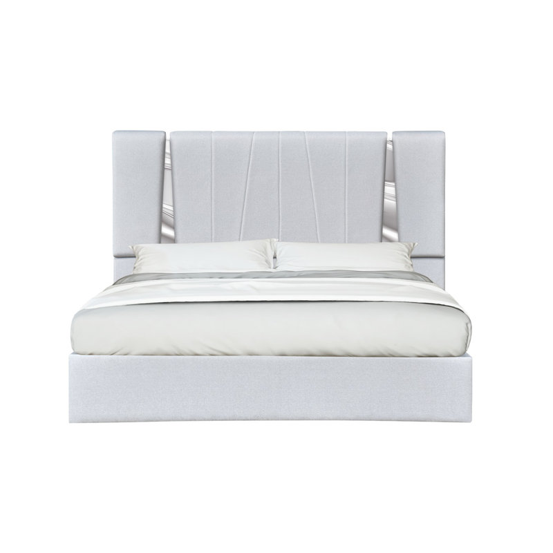 Preciado Upholstered Platform Bed, Queen, Silver Gray