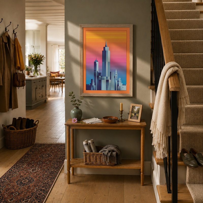 Urban Twilight Modern - Framed Print, A2 - 59.4 x 42.0 cm, Oak