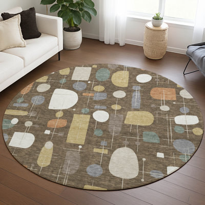 Machine Washable Indoor/Outdoor Jourdan ACN2393 Mid-Century Modern Rug
