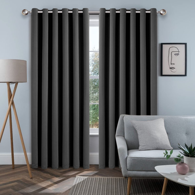 Blackout Eyelet Thermal Curtain, Dark Grey