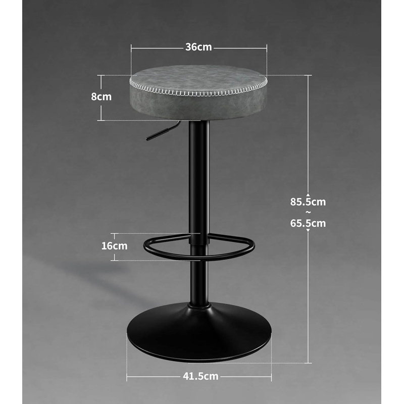 Adjustable Height Counter Stool with Metal Frame, Grey