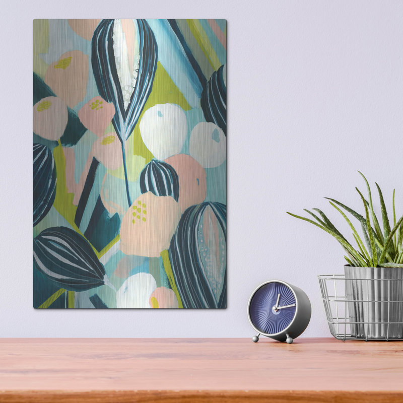 «Glow Garden II» par Grace Popp, verre d'art mural en métal, H 16 po x l 12 po