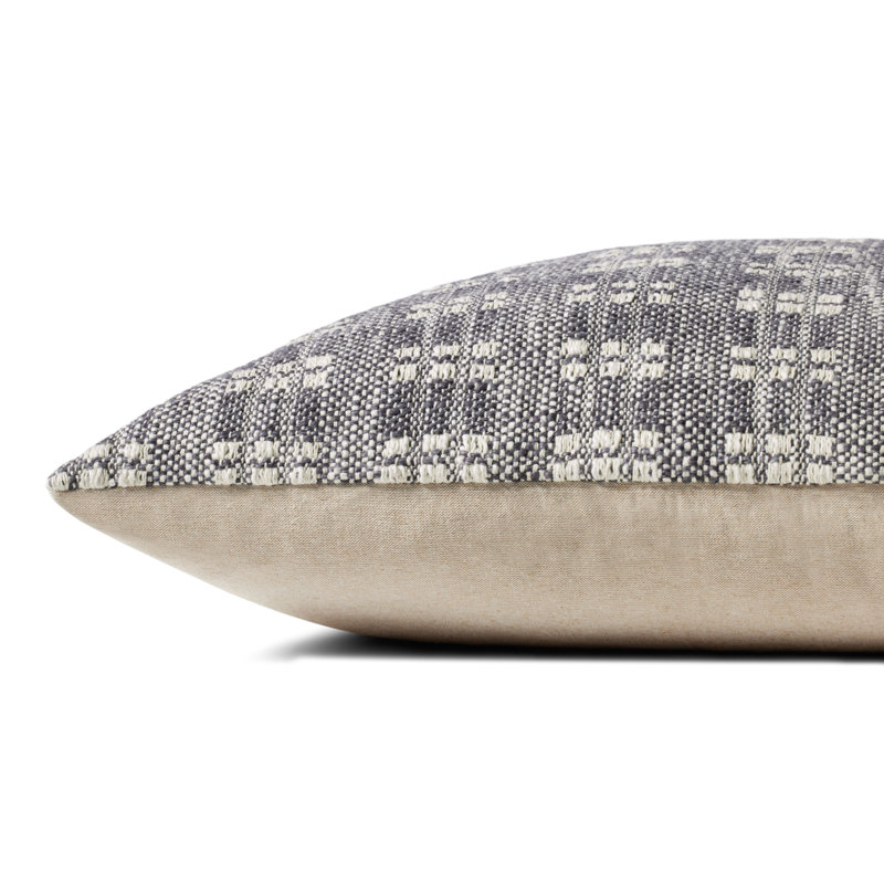 Navy Cotton Blend Square Modern Throw Pillow 22" x 22"