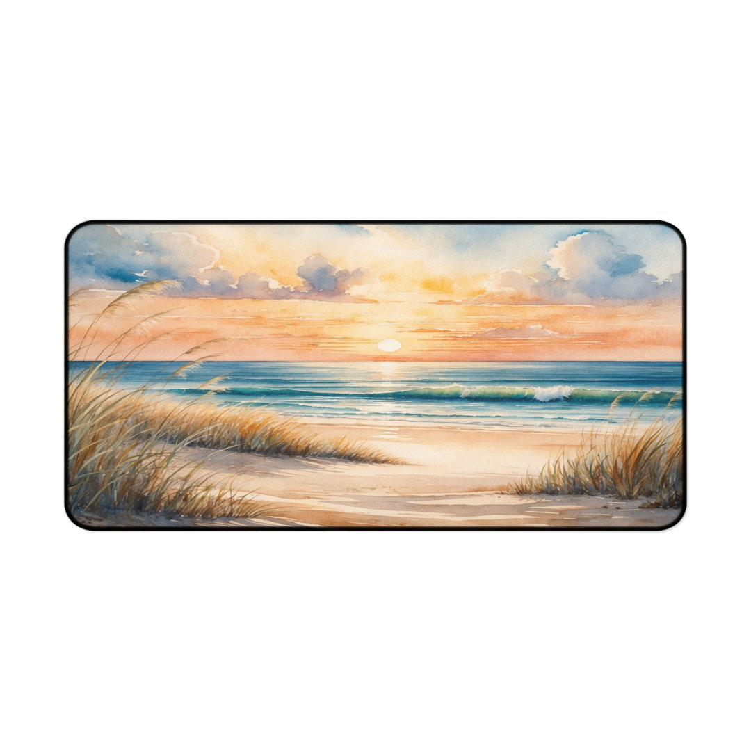 Watercolor Beach Sunset Desk Mat
